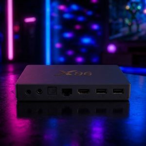 Black SHARPIN Gaming Box Ultra centered in a neon arcade scene