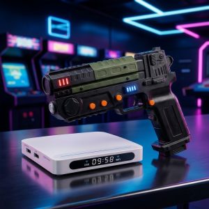 SHARPIN Shooter and white Gaming Box Light centered as a TV gaming bundle